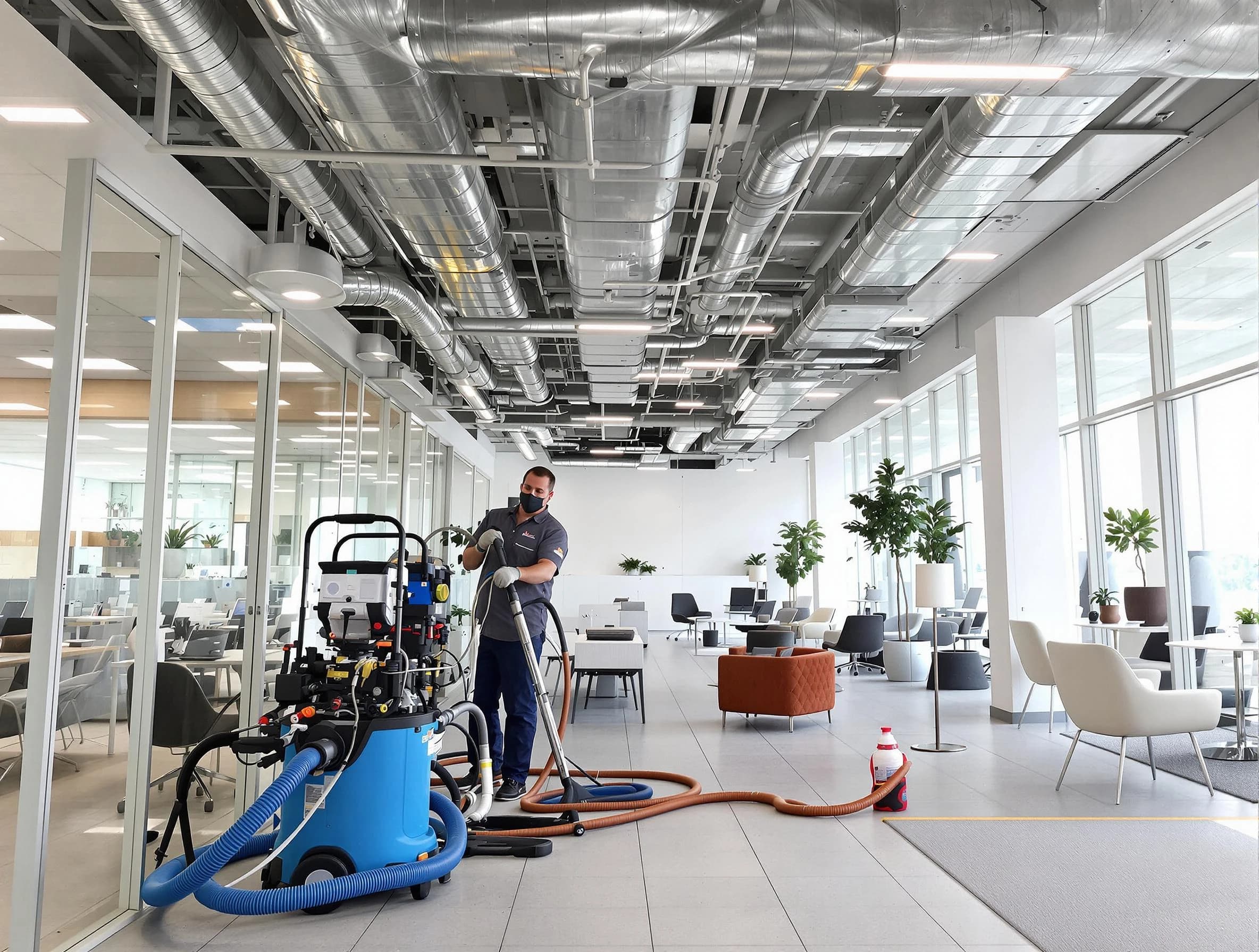 El Cerro Air Duct Cleaning team conducting comprehensive commercial duct cleaning at a business location in El Cerro