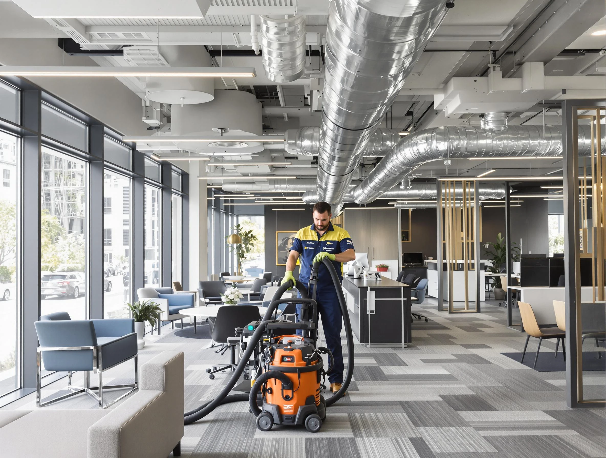 El Cerro Air Duct Cleaning team performing thorough commercial duct cleaning at a El Cerro business center